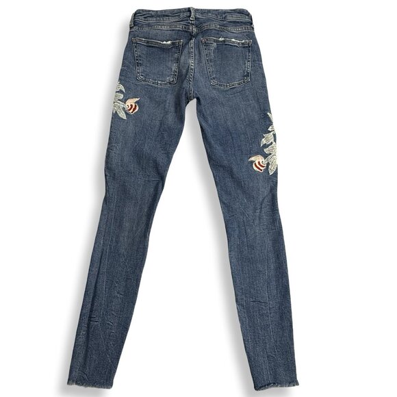 Zara Woman Jeans Womens 4 Skinny Ankle Boho Floral Embroidered Stretch 26x26 - Picture 2 of 12